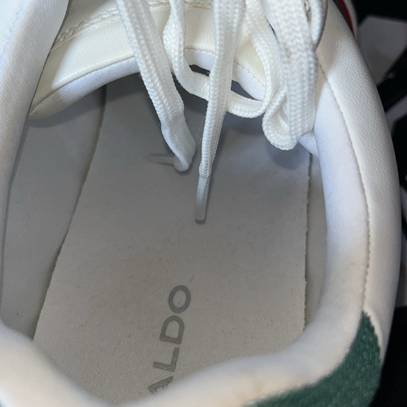 Aldo white sneakers  Two  Stripes Green and Red Size 10 - Picture 7 of 10